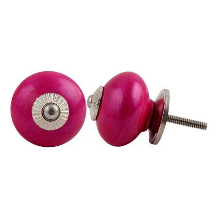 Neon Pink Silver Fitting Ceramic Knob